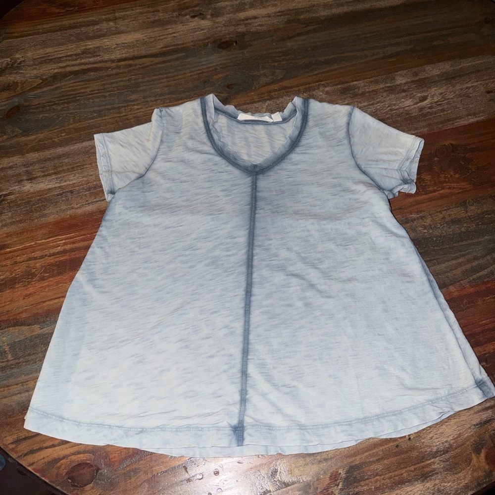 WILT Pale Blue Ribbed V-Neck Tee - Picture 5 of 7